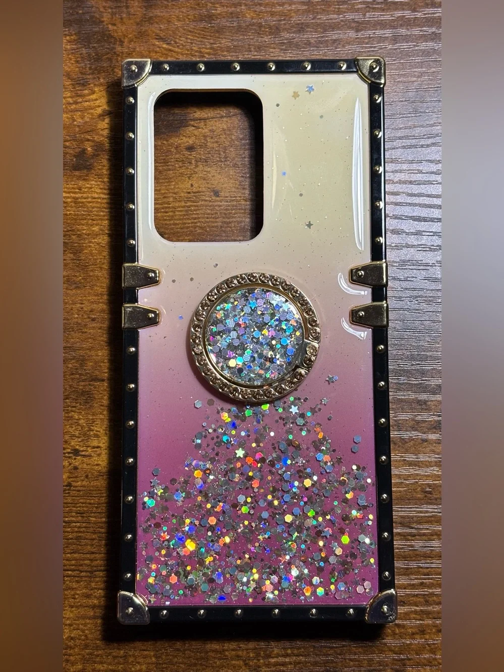 Glitter Ombre Phone Case with Ring Holder - Pink Gradient for S20 Ultra